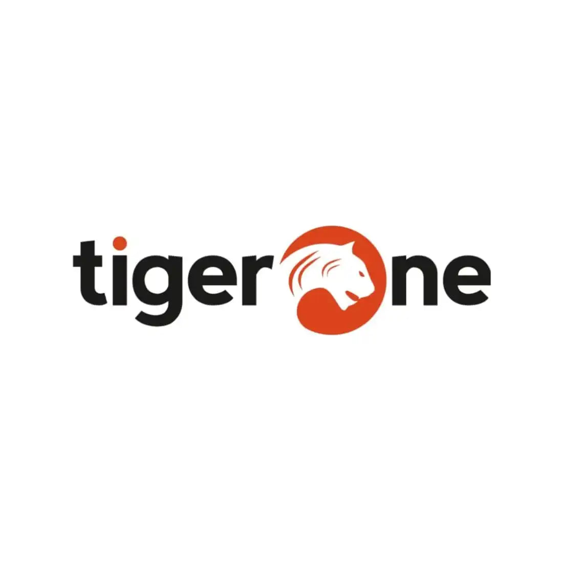 Black text logo with a stylized orange tiger head icon.