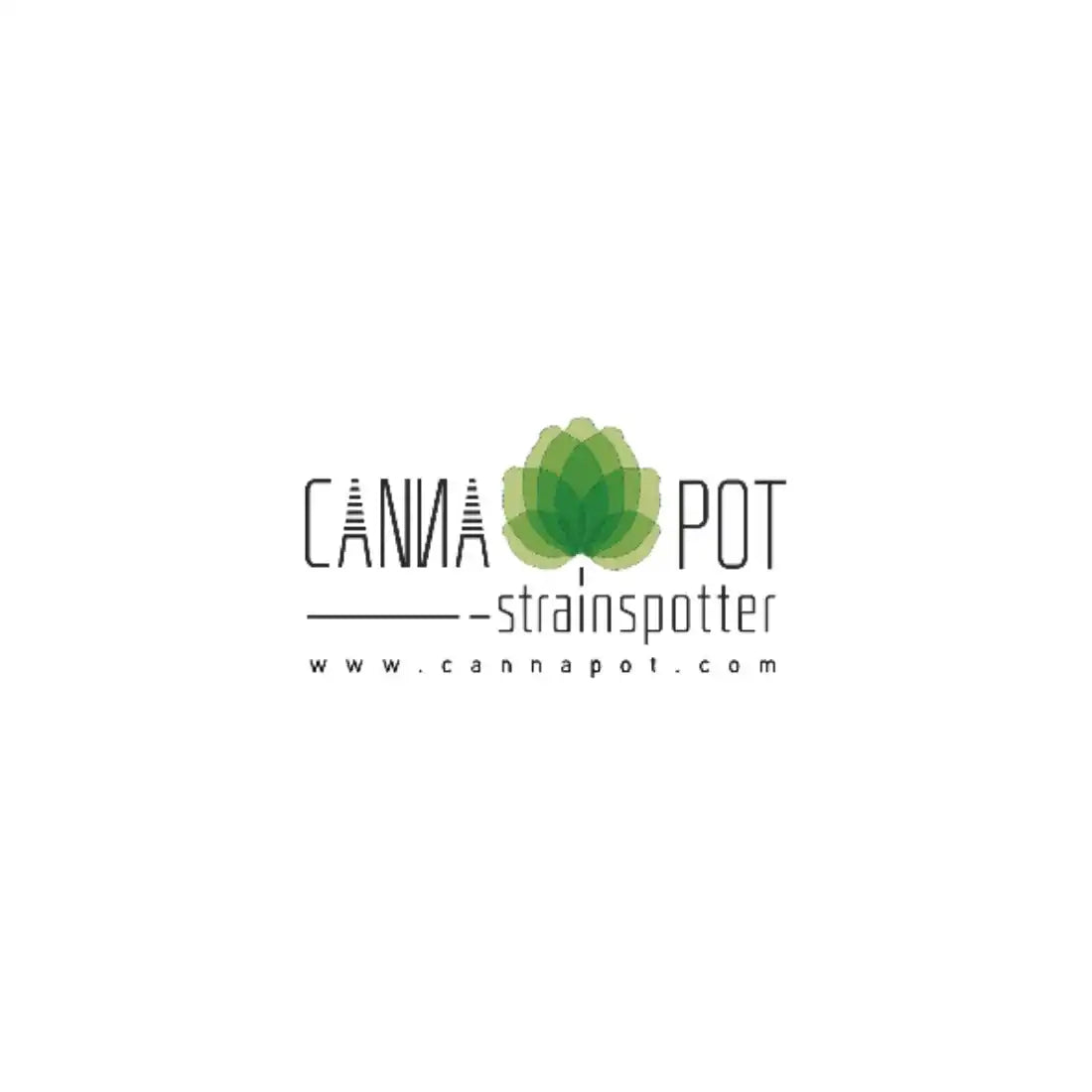 Logo design featuring the text ’CANNAPOT strainspotter’ with a stylized green cannabis leaf icon.